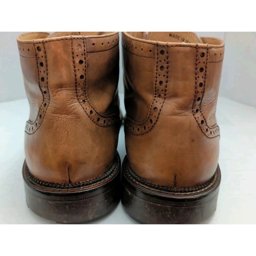 Mercanti Firoenti Wingtip Chukka Ankle Boot Brogue Sz 10.5M Brown Leather Italy